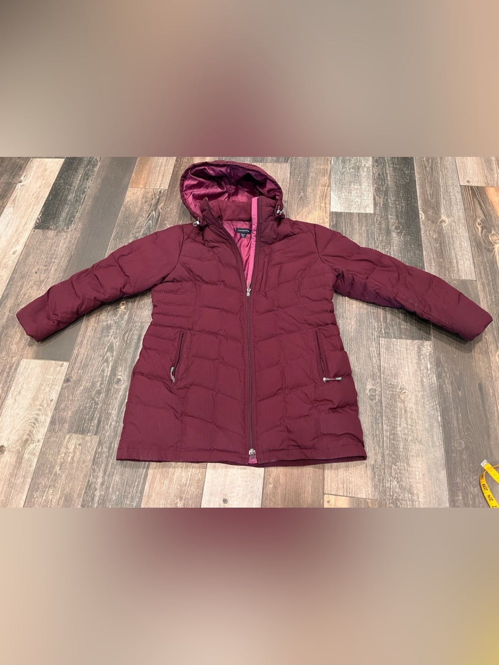 Lands' End Girls Down Quilted Purple  Puffer Long Coat Parka Teen Youth XL/18